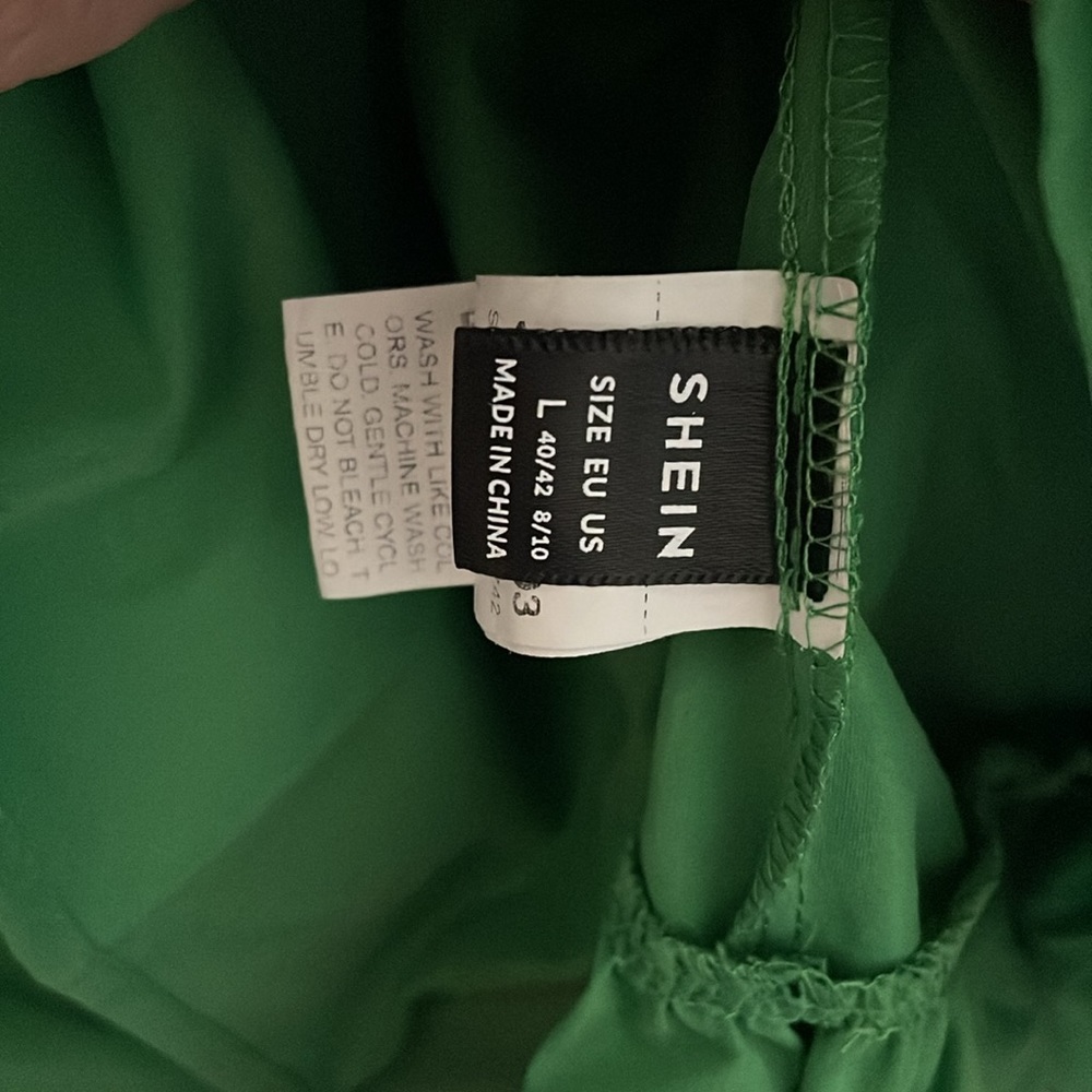 Green Mini Layered Ruffle Dress Size Large - Picture 9 of 9